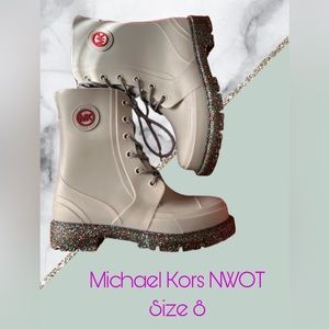 NWOT Michael Kors Lace Up Rain boot